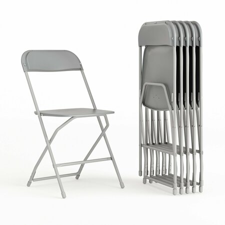Flash Furniture Hercules Series Plastic Folding Chair Grey - 6 Pack 650LB Weight Capacity Comfortable Event Chair-Lightweight Folding Chair 6-LE-L-3-GREY-GG